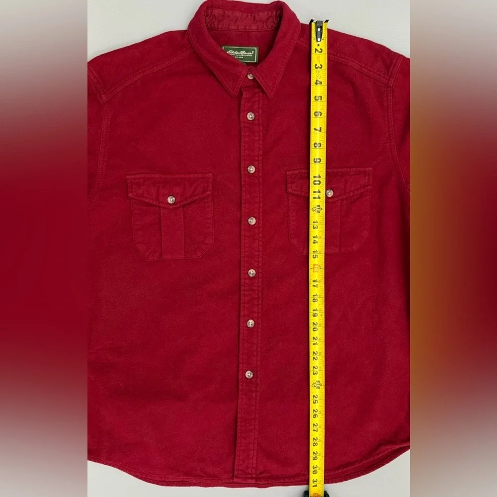 Eddie Bauer Red Flannel Shirt Men Large Button Up Long Sleeve Cotton Outdoor